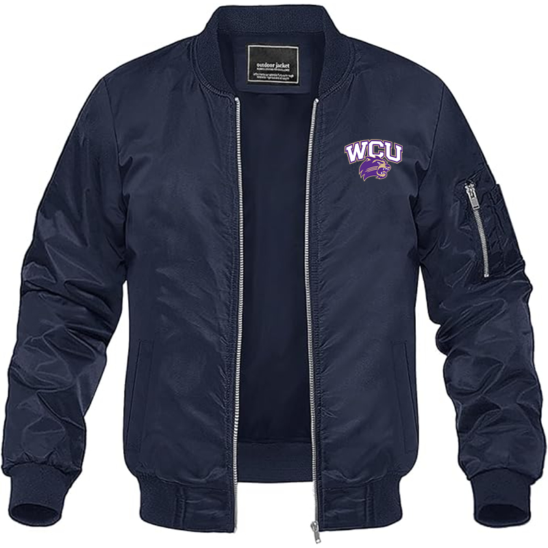 Men's Western Carolina Catamounts Lightweight Bomber Jacket Windbreaker Softshell Varsity Jacket Coat